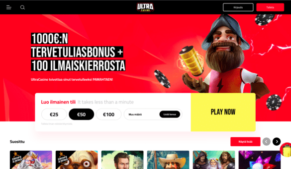 Ultra Casino pikakasino 10e talletus