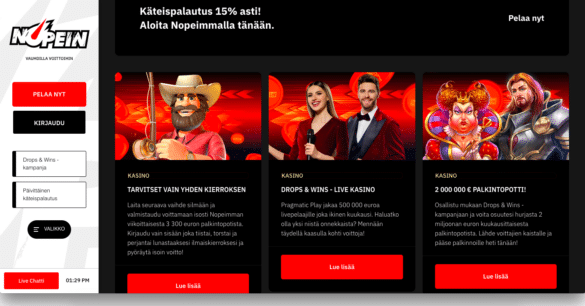 new Nopein Casino deposit bonus advertisement in Norway