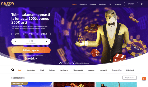 FalconVegas pelaa ilman rekisteröintiä
