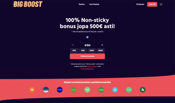 Big Boost casino nettikasino pankkitunnuksilla