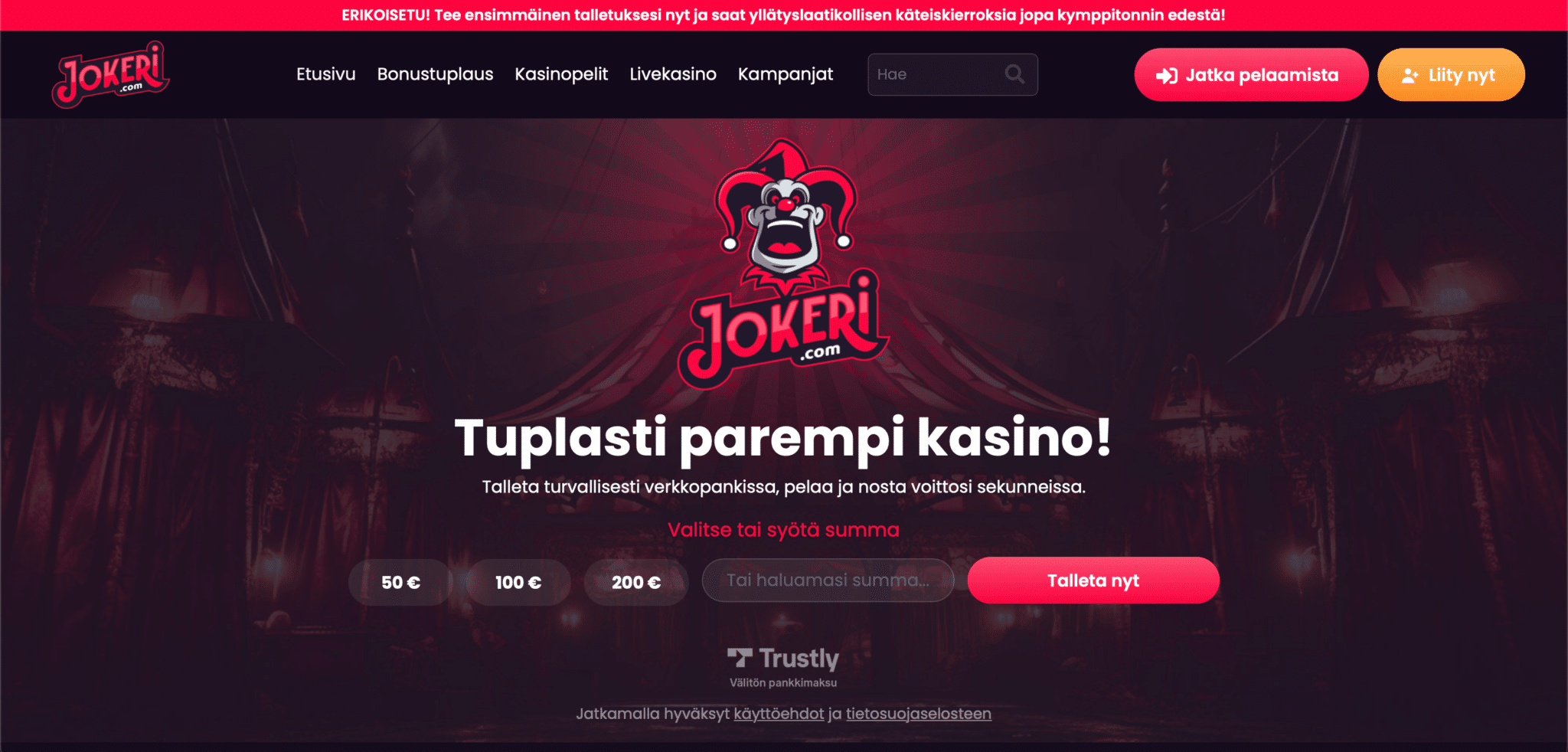 jokeri parhaat trustly kasinot