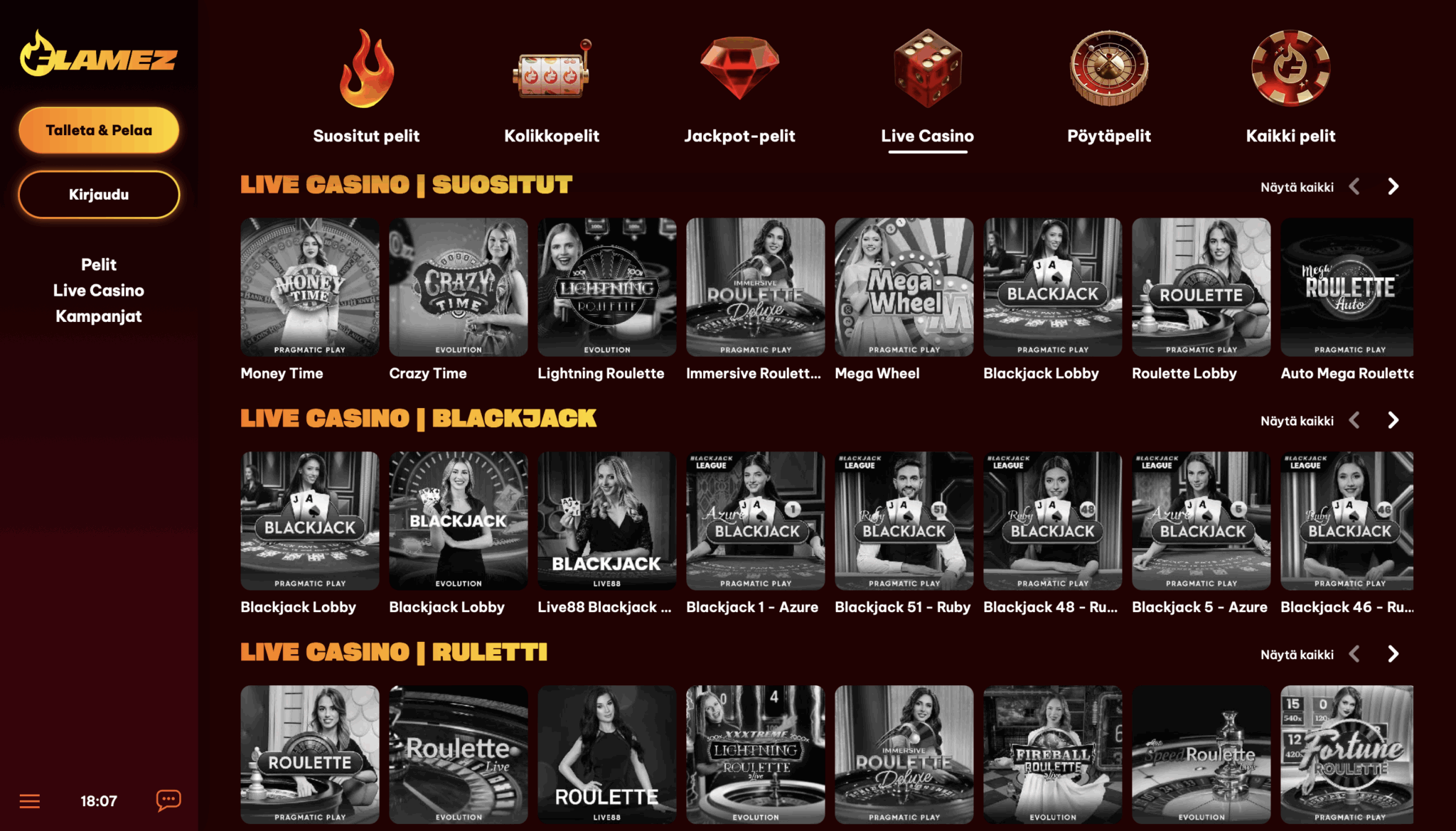 Flamez casino pankkitunnuksilla